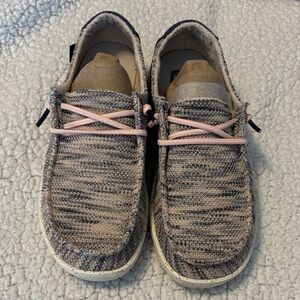 Hey Dude Knit Slip-On Shoes with Pink Accents women’s